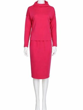 Authentic Vintage Bonnie Cashin for Sills Pink Wool Knit 2pc Top & Skirt Suit